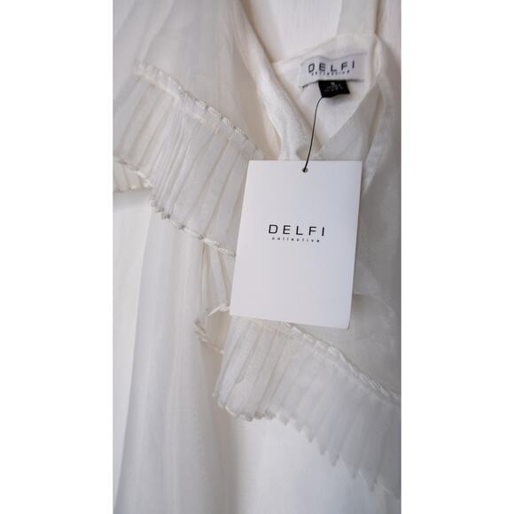DELFI COLLECTIVE 'Blake' Pleated Chiffon Halter Flounce Dress SMALL NWT - Picture 12 of 14